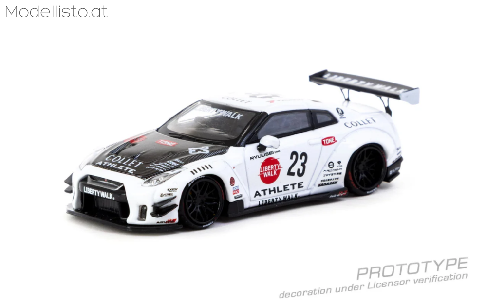 T64-090-WH Tarmac Works Nissan GT-R R35 Type 2 LB-Works Sammler Edition mit Ölkanne